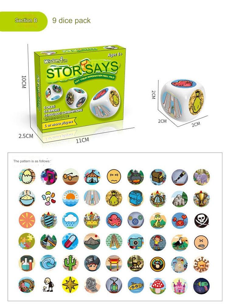 Close-up of Creative Story Dice icons