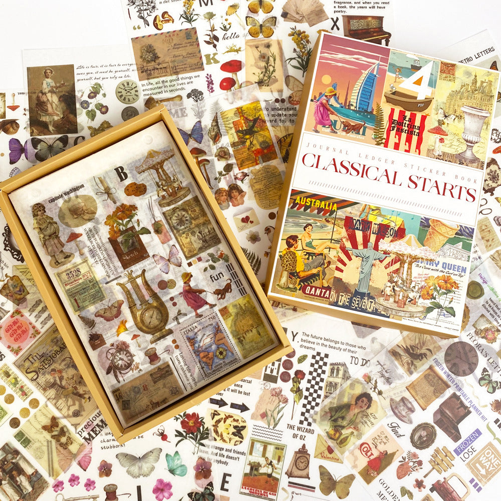 Decorative papers from the vintage-inspired sticker set