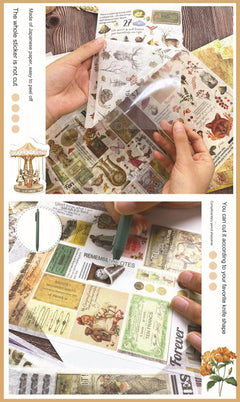 Scrapbook showcasing vintage-style decorative papers