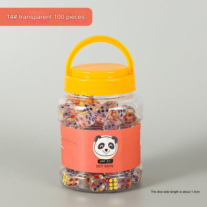 Durable plastic dice in various colours