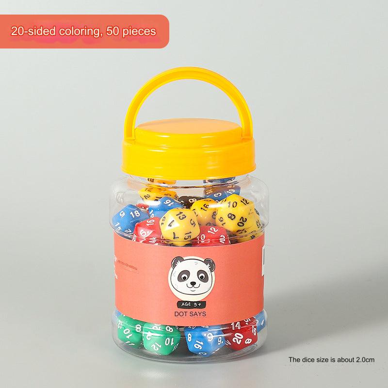 Close-up of assorted large dice for table games