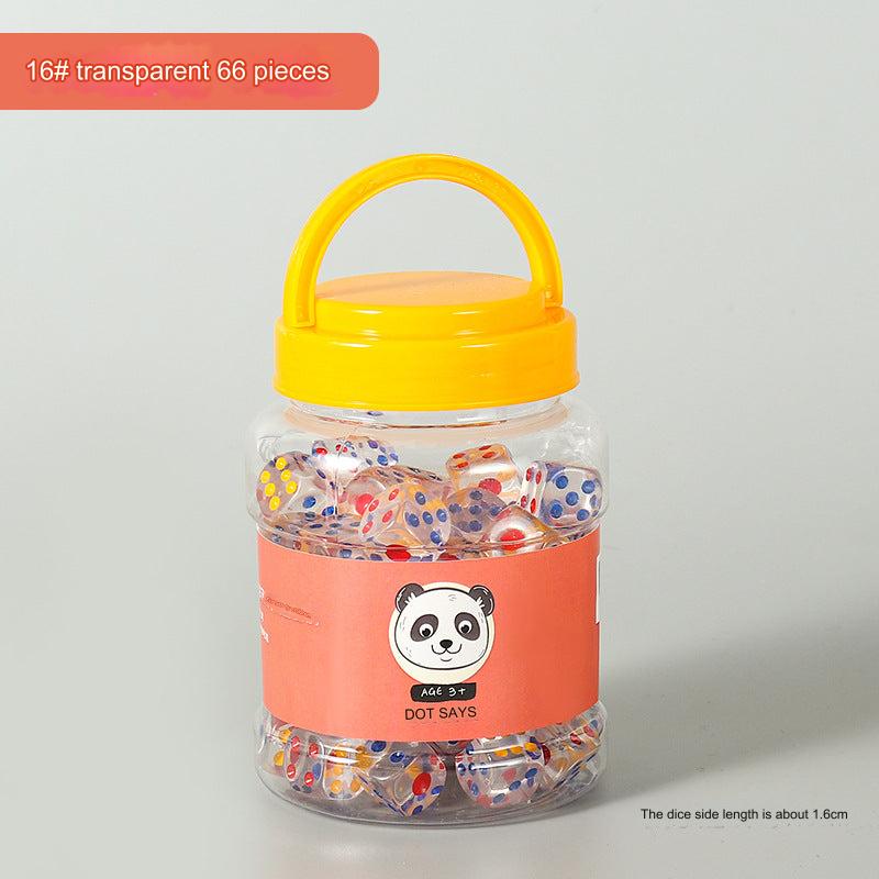 Multicolour dice featuring bold numbers