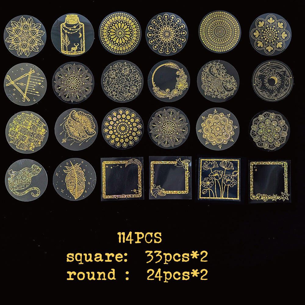 Transparent mandala stickers on a solid background