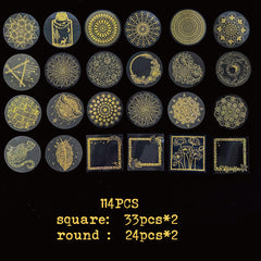 Transparent mandala stickers on a solid background