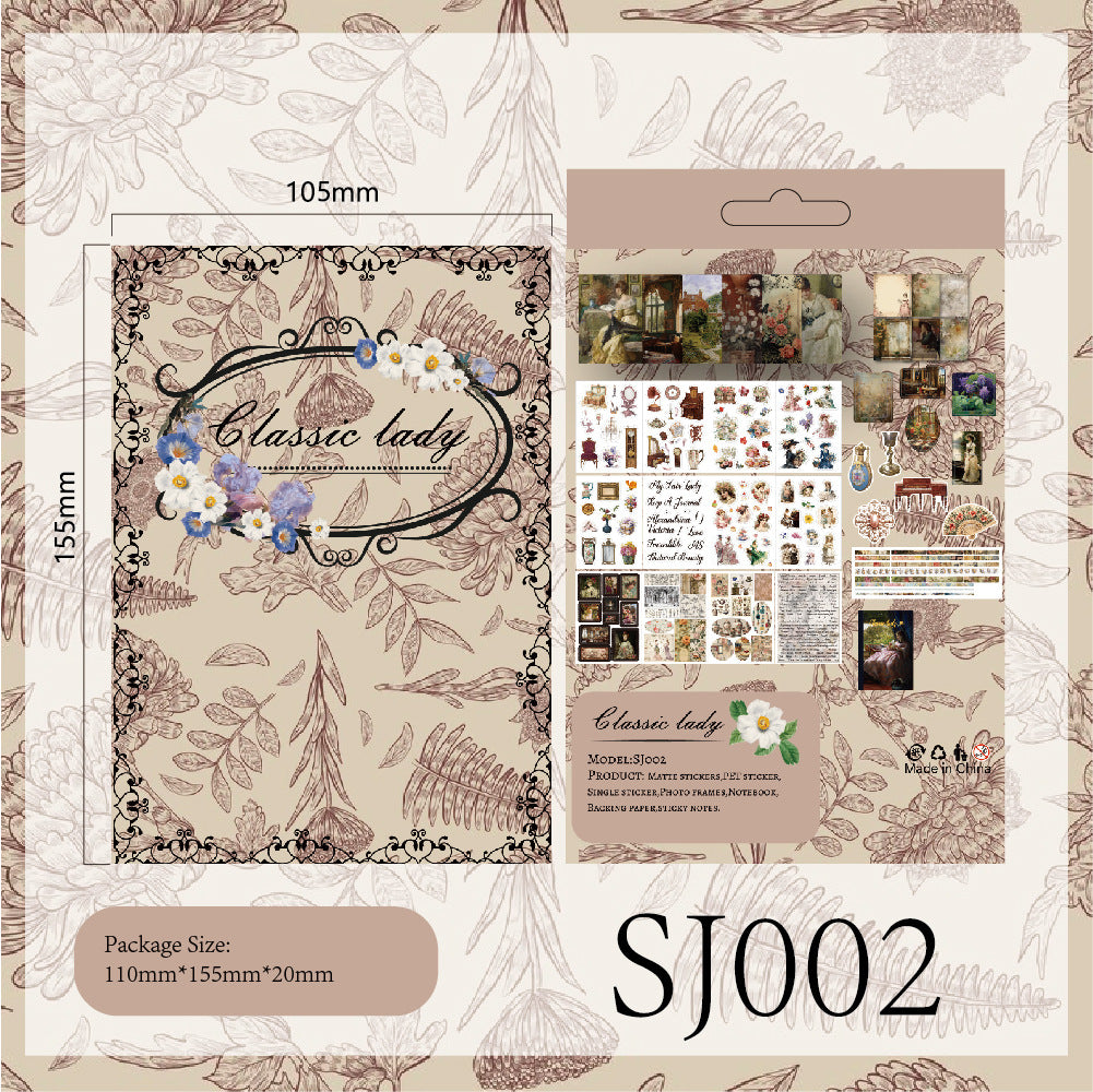 Vintage floral sticker design with butterflies