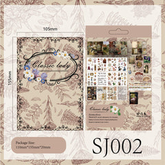 Vintage floral sticker design with butterflies