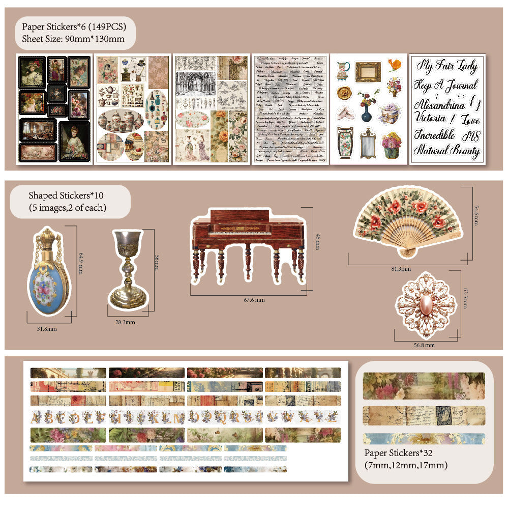 Adhesive paper stickers with floral patterns