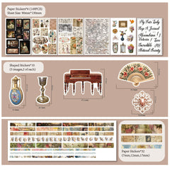 Adhesive paper stickers with floral patterns