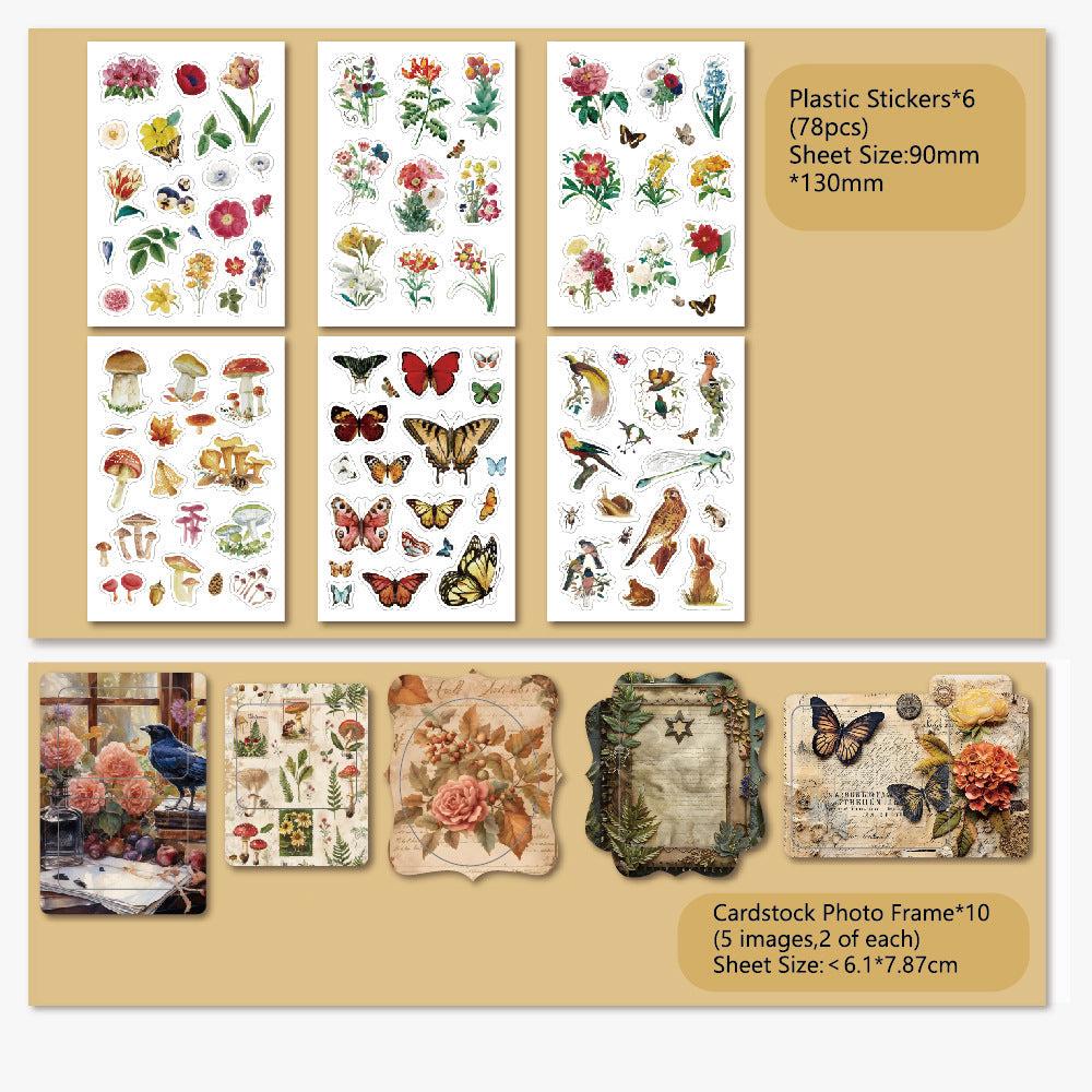 Artistic butterflies and floral sticker collection