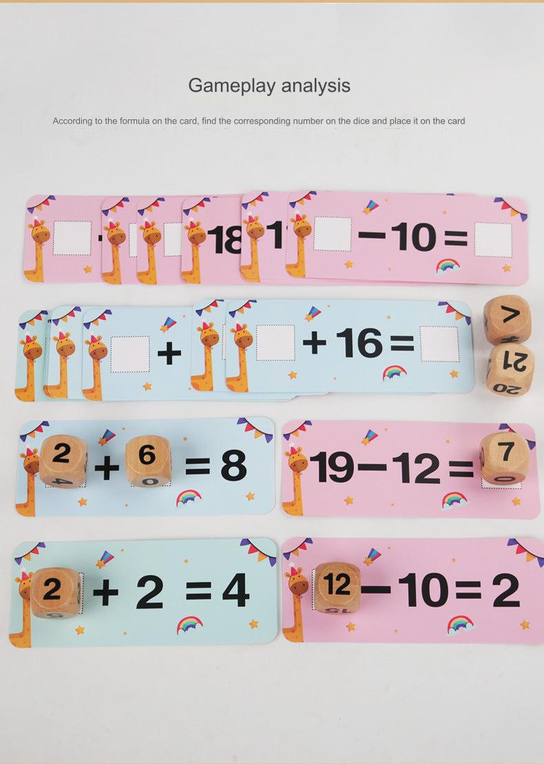 Close up of educational wooden dice for kids