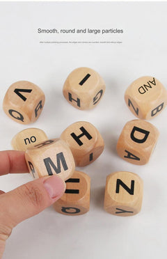 Children playing with the wooden dice matching game