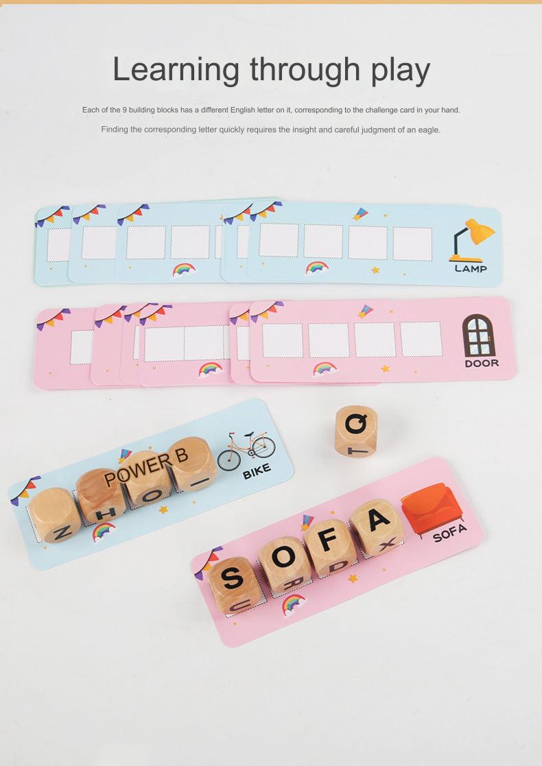 Children playing with the wooden dice matching game