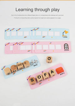 Children playing with the wooden dice matching game