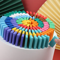 Fun playtime with wooden dominoes