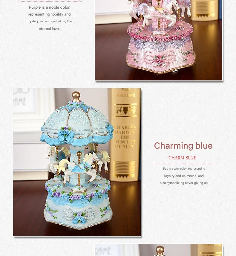 High-quality resin carousel music box