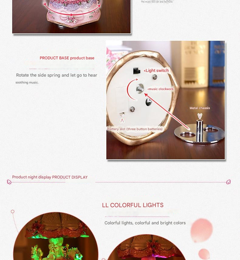 Decorative carousel music box with rotating feature