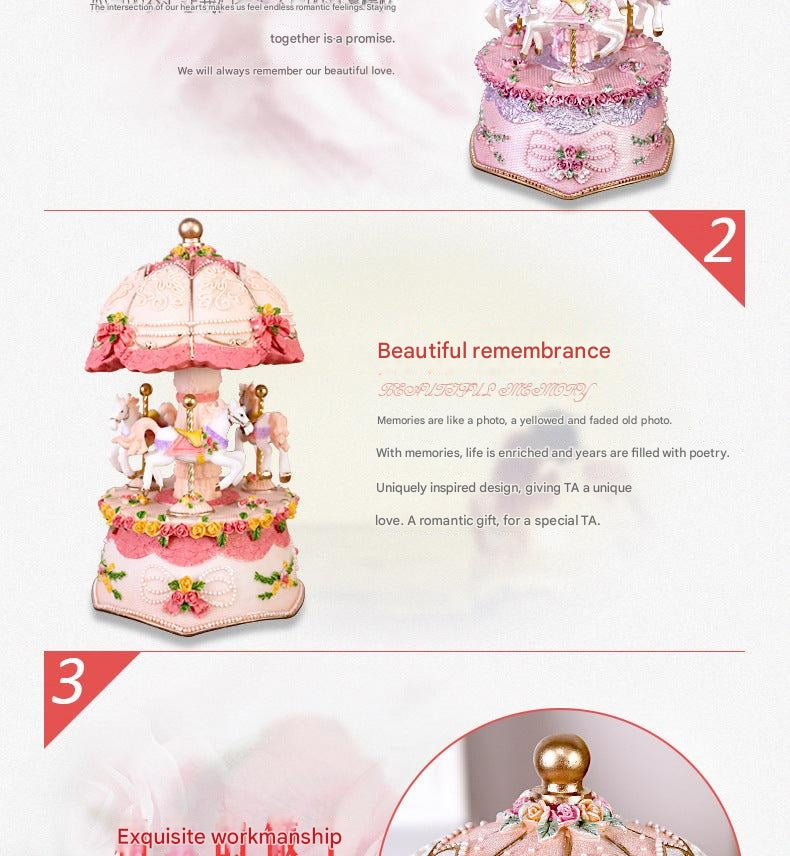 Decorative carousel music box with rotating feature