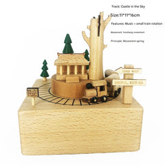 Close-up of handcrafted wooden music box