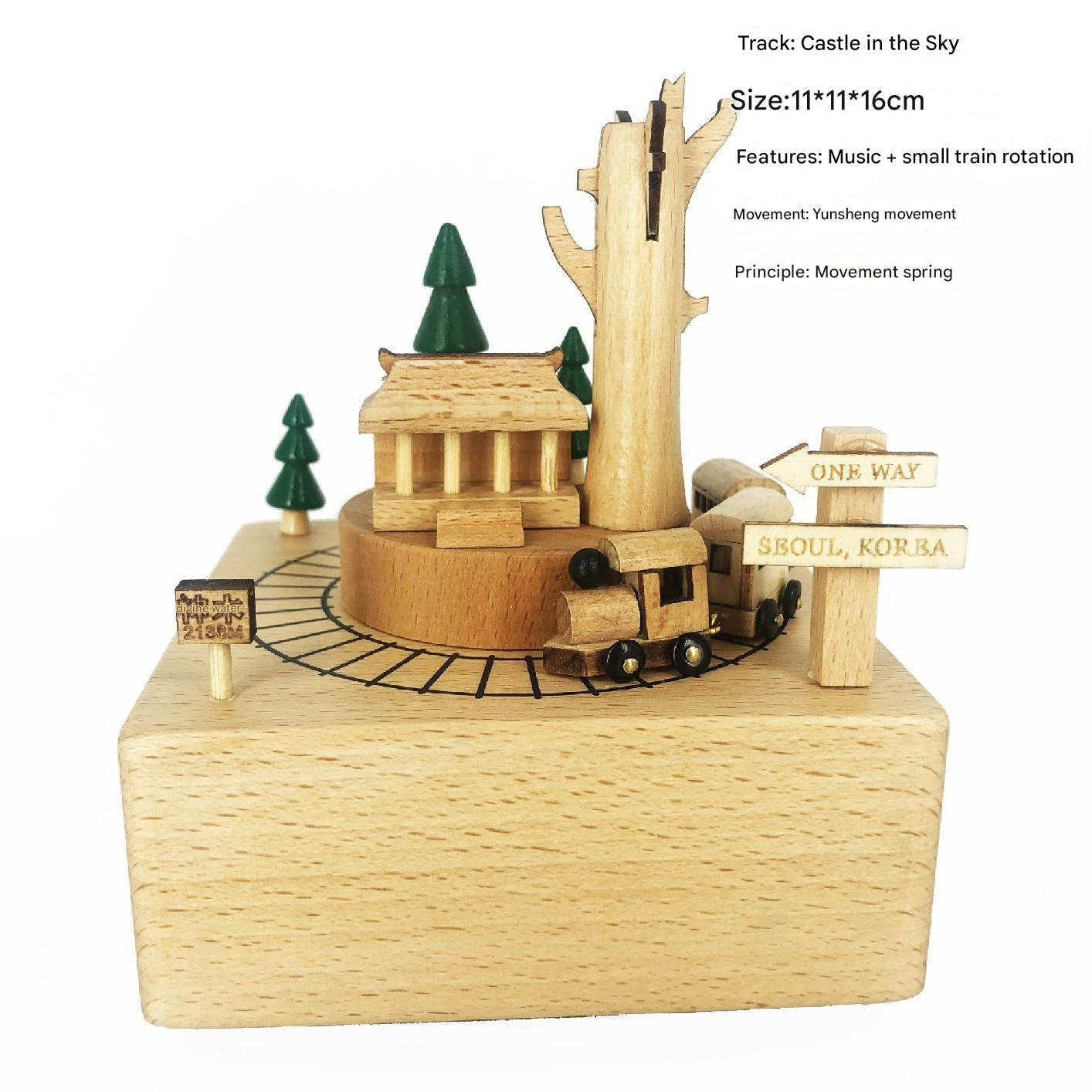 Close-up of handcrafted wooden music box