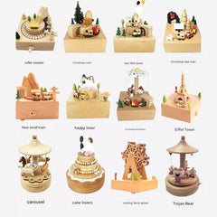 Close-up of handcrafted wooden music box