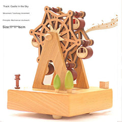 Close-up of handcrafted wooden music box