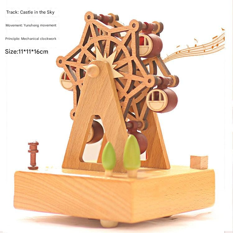 Close-up of handcrafted wooden music box