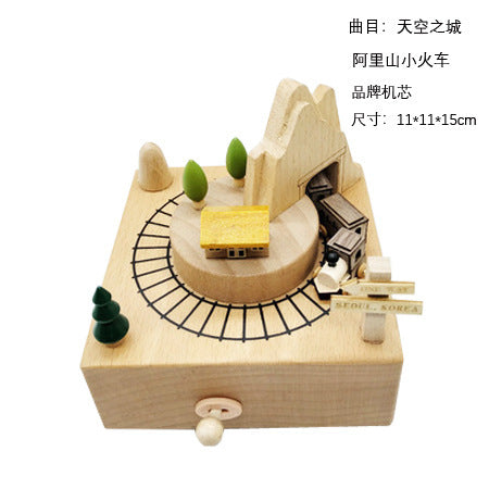 Colorful details of a wooden music box