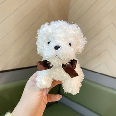 Cute Dog Plush Keychain Against Background