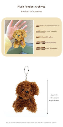 Soft Plush Dog Keychain in Hand