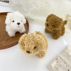 Realistic Teddy Bear Dog Keychain on Table