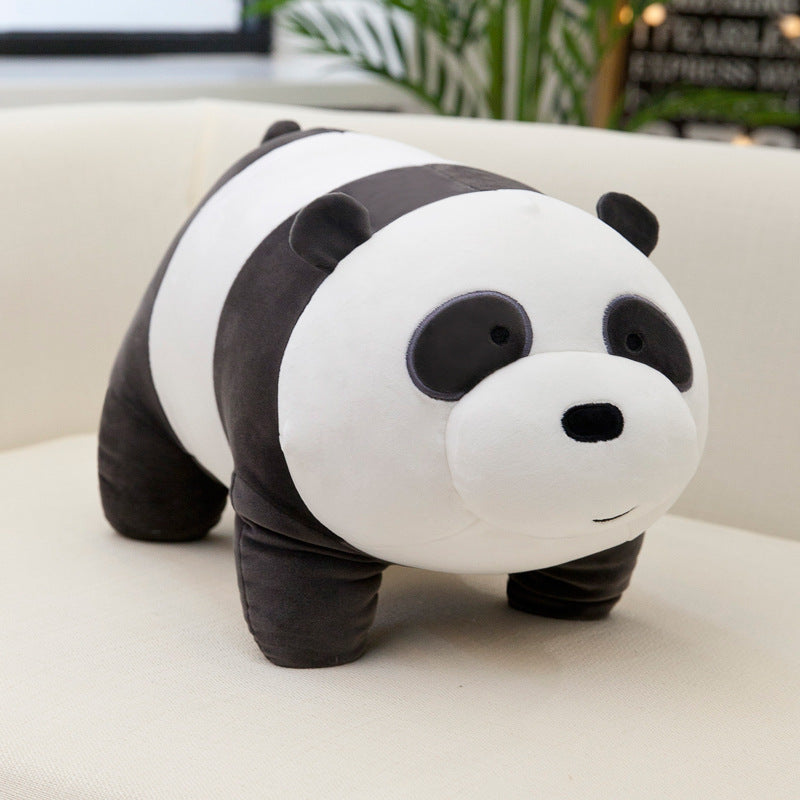 Cuddly Panda Plush Toy Pillow on bed