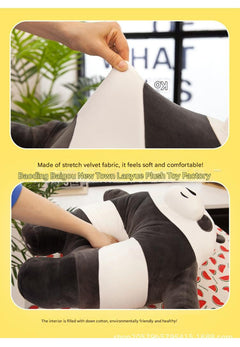 Cuddly Panda Plush Toy Pillow on sofa