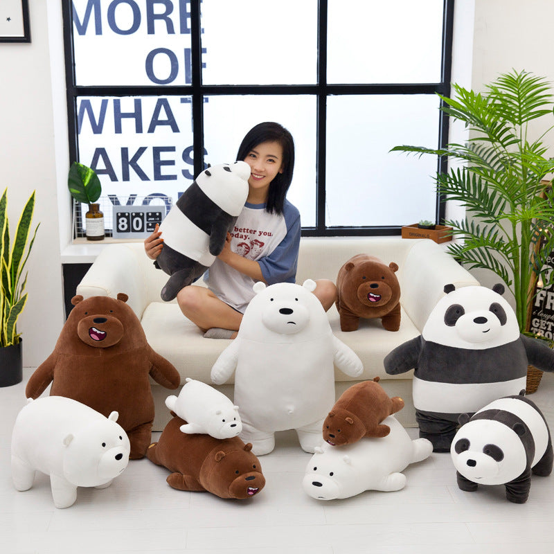Cuddly Panda Plush Toy Pillow on bed