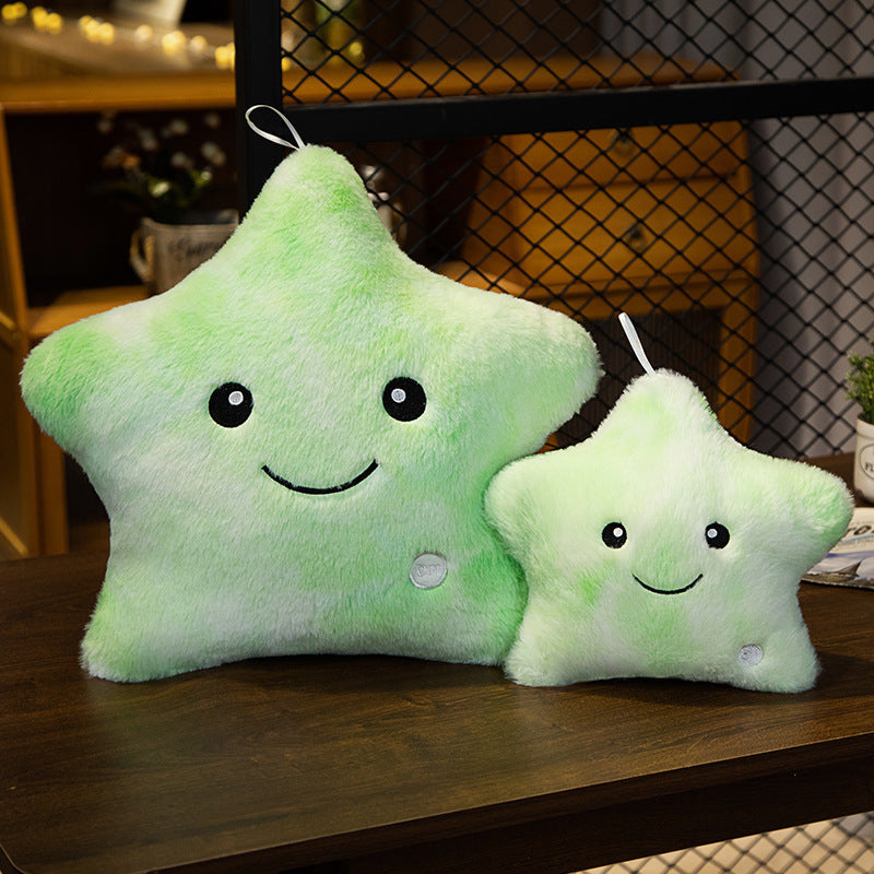 Colourful star-shaped LED plush pillow