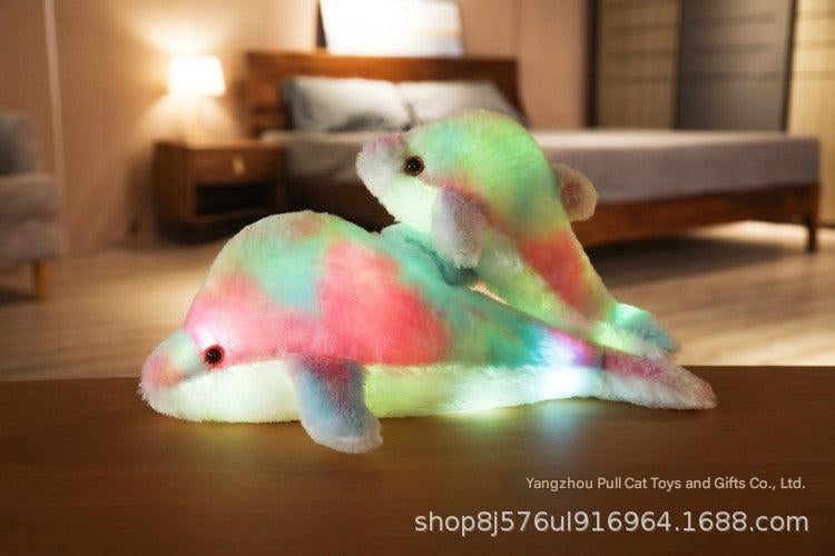 Cuddly glowing dolphin plush toy light feature
