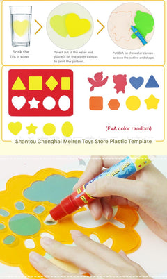 Educational play on a vibrant water doodle mat