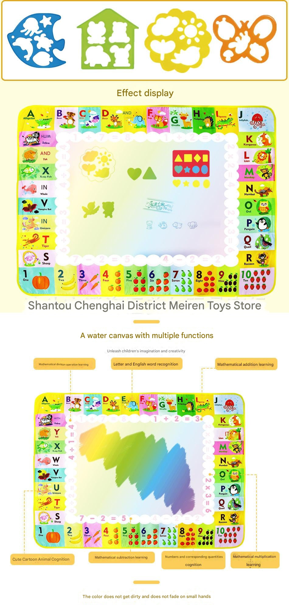 Portable water drawing mat for kids outdoors
