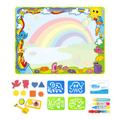 Child playing on a 120x90cm mess-free drawing mat