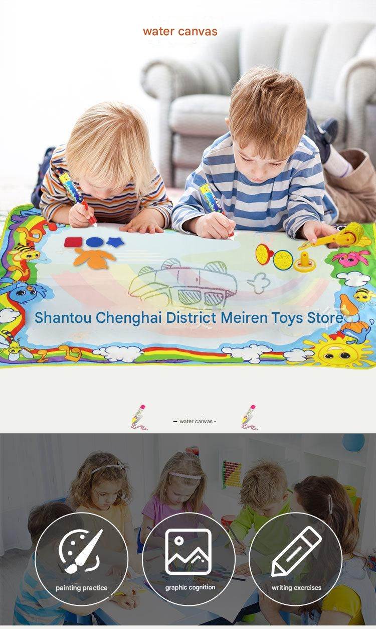 Child playing on a 120x90cm mess-free drawing mat