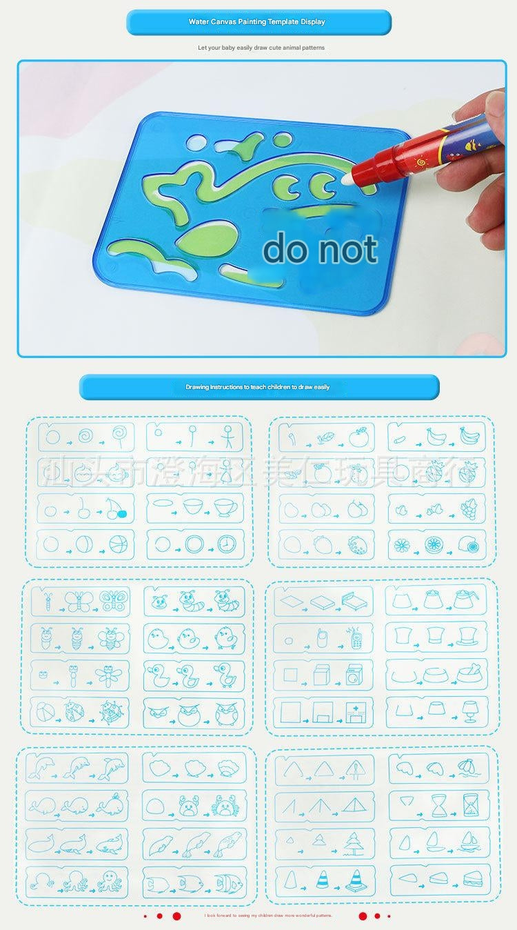 Educational play on a vibrant water doodle mat