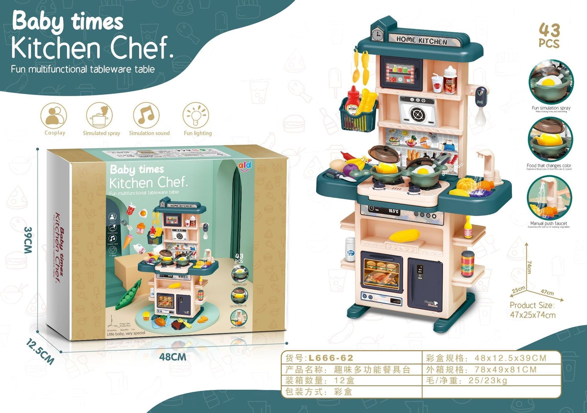 Imaginative play session with kitchen toys