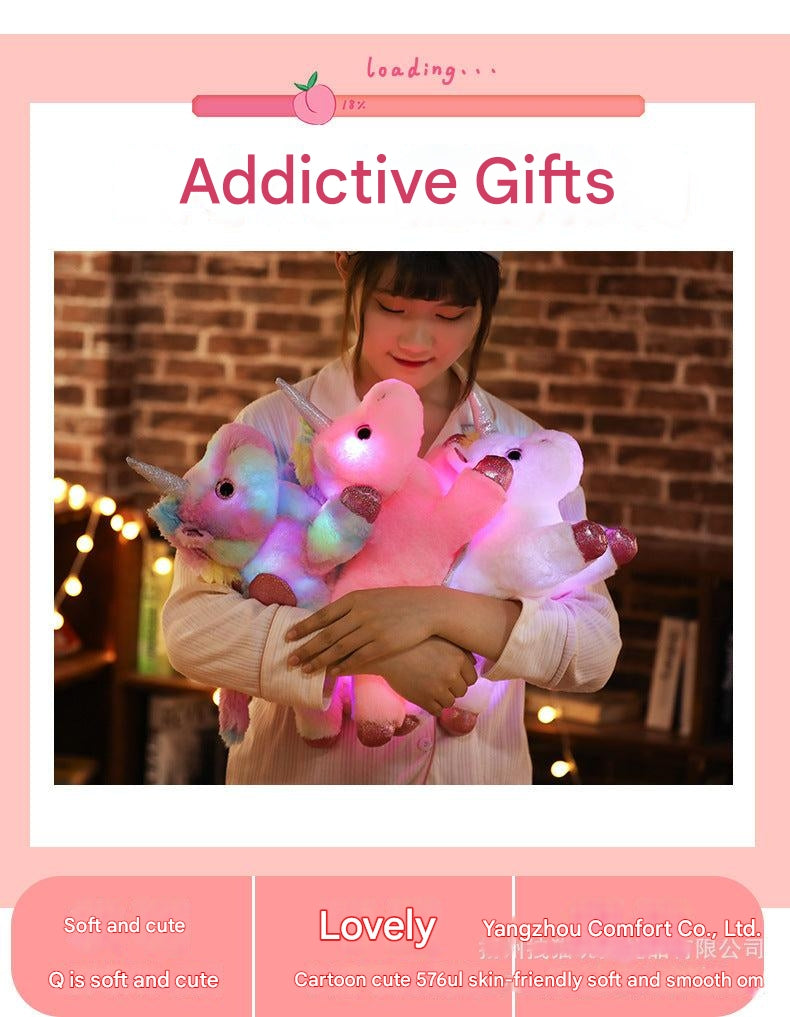Glowing Unicorn Plush Toy side view