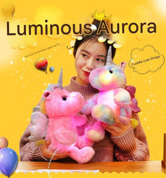 Glowing Unicorn Plush Toy in soft lighting