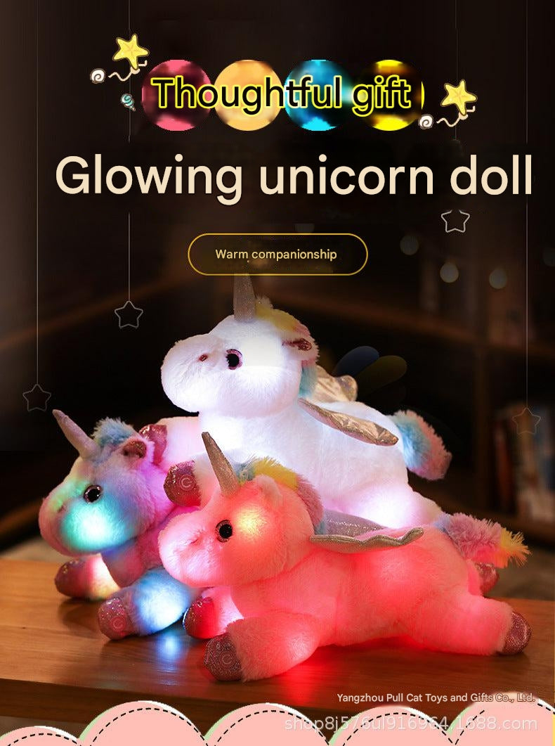 Glowing Unicorn Plush Toy close up