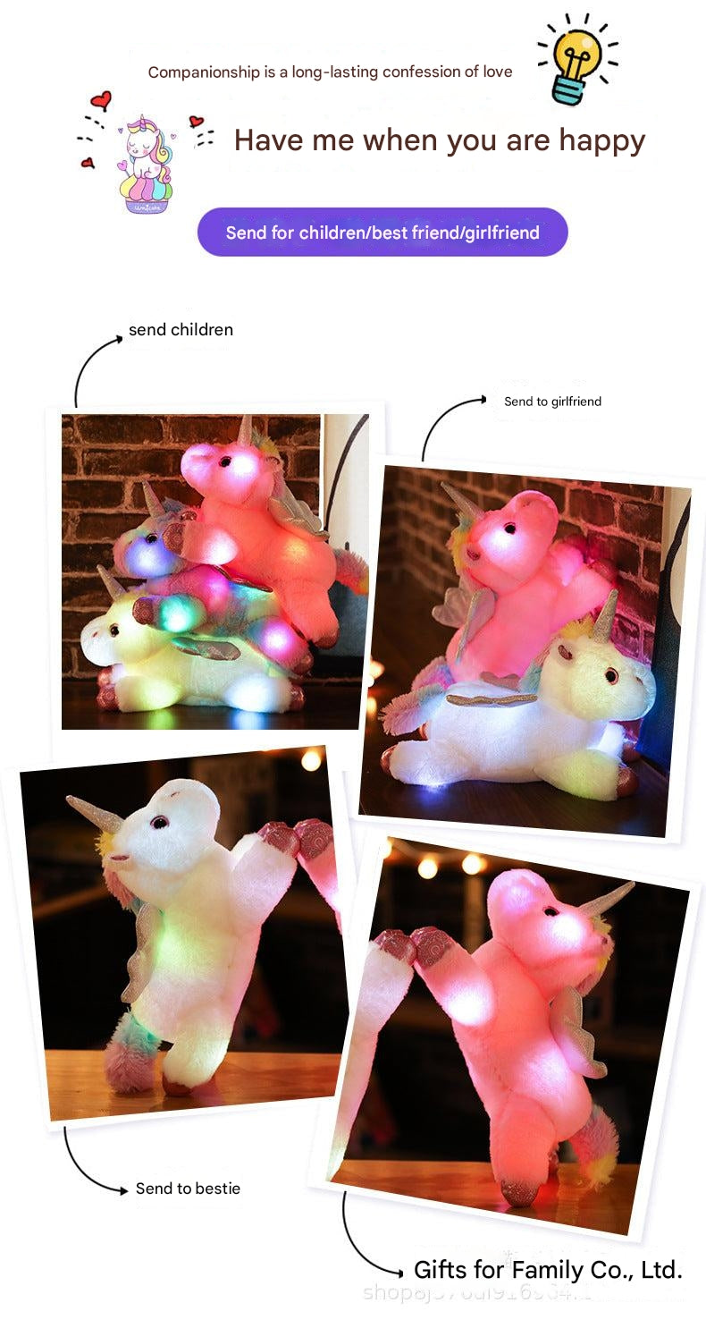 Glowing Unicorn Plush Toy with child