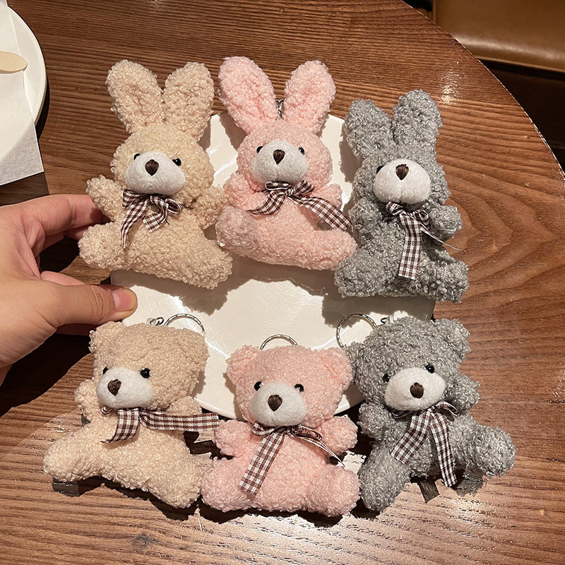 Cute bunny plush keychain for keys
