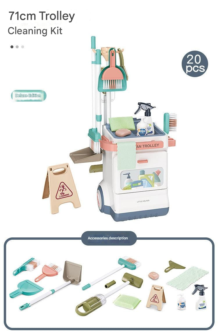 Child playing with doctor toy set equipment