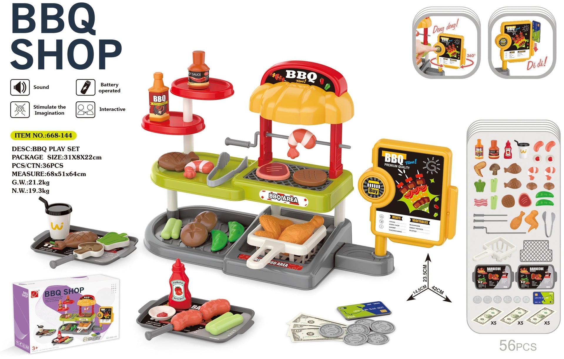 Kids' Mini Supermarket Playset with water-spraying feature