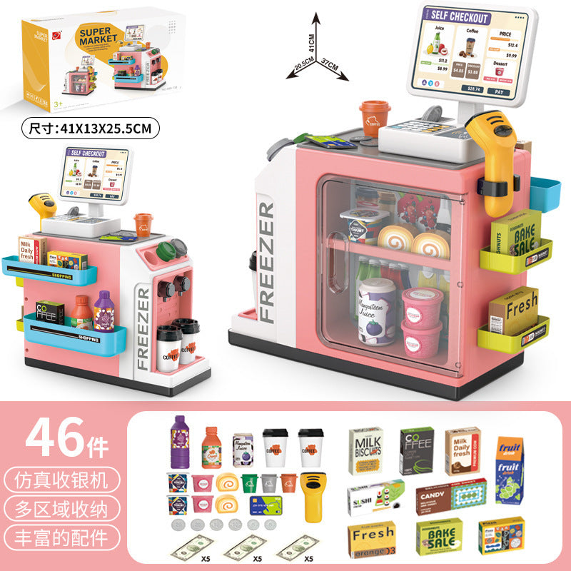 Realistic supermarket fixtures in kids' playset