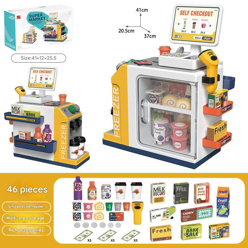 Children role-playing at the Mini Supermarket